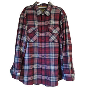 Anchorage Expedition Men’s XL Flannel Shirt Purple Plaid 100% Cotton Long Sleeve